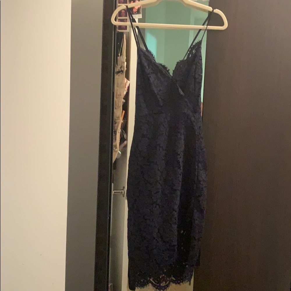 Lace Navy Midi Dress